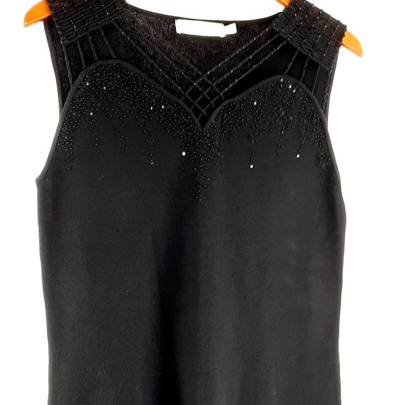 Large Elegant Beta's Black Sleeveless Beaded Party evening Top - Picture 7 of 7